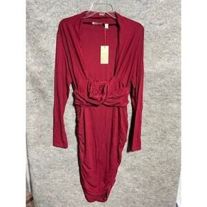 Ripe Maternity Cross Your Heart Harper Nursing Dress XL Shirred Stretch Red